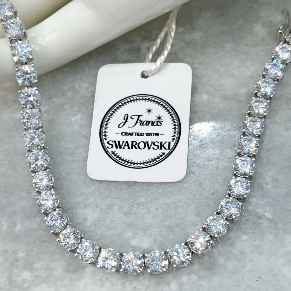Swarovski Zirconia 7.25” Sterling Silver Tennis Bracelet by J Francis - Picture 11 of 15